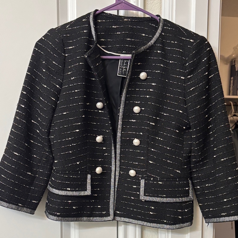 Nicole Miller Black Blazer with Silver Accents